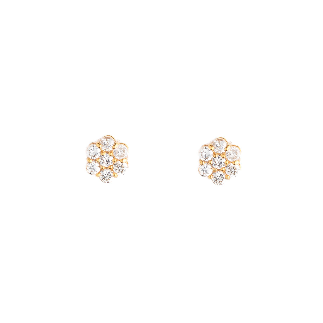 Yellow Gold Diamond Earrings 14K