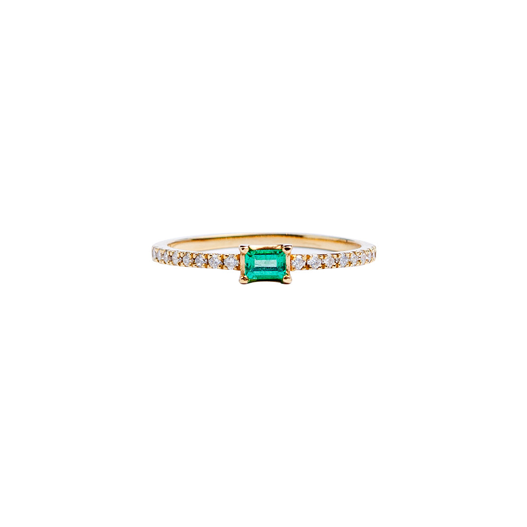 Ring Emerald .13CT DIA .15CT Yellow Gold wt 1.31gr