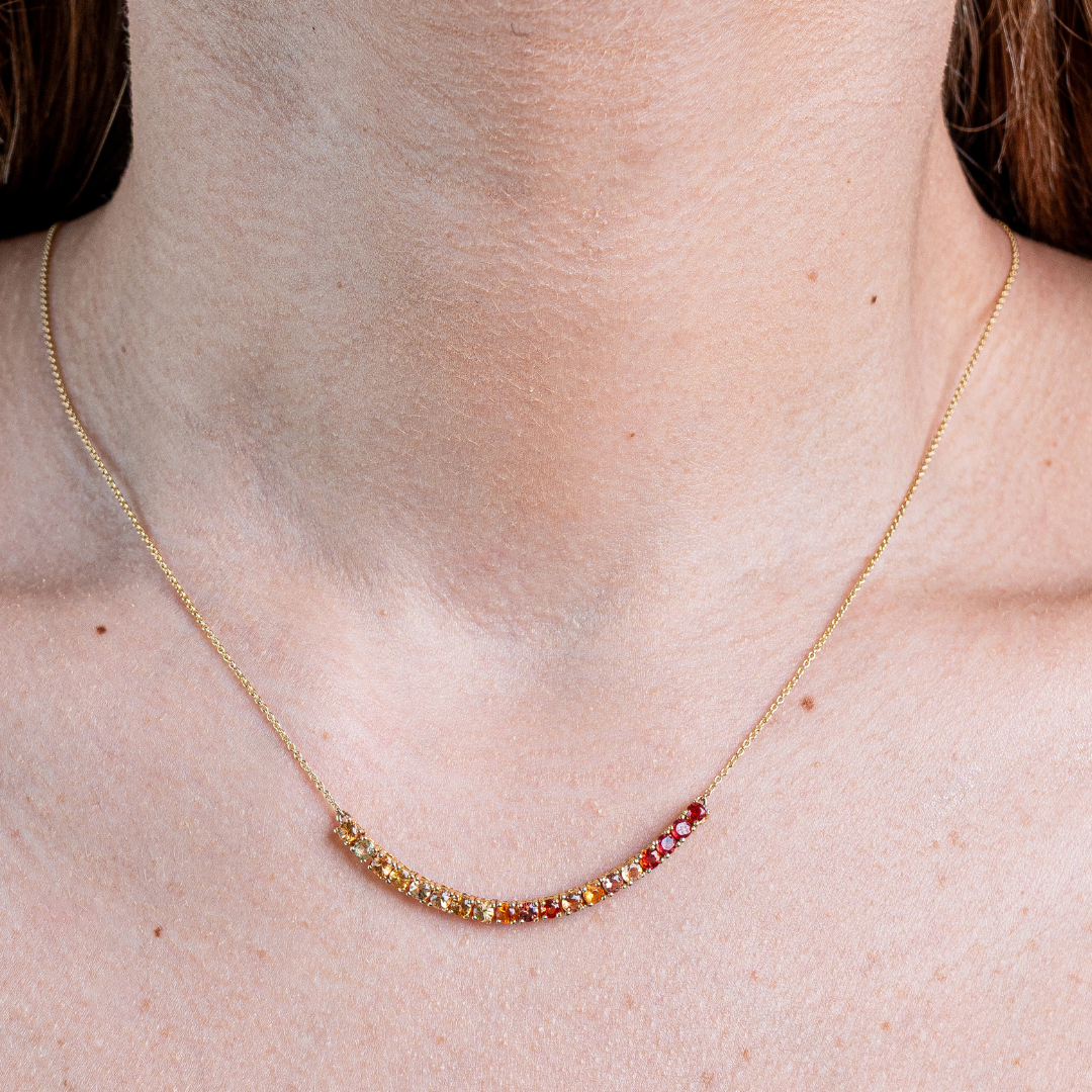 Multi Sapphire Bar 14K