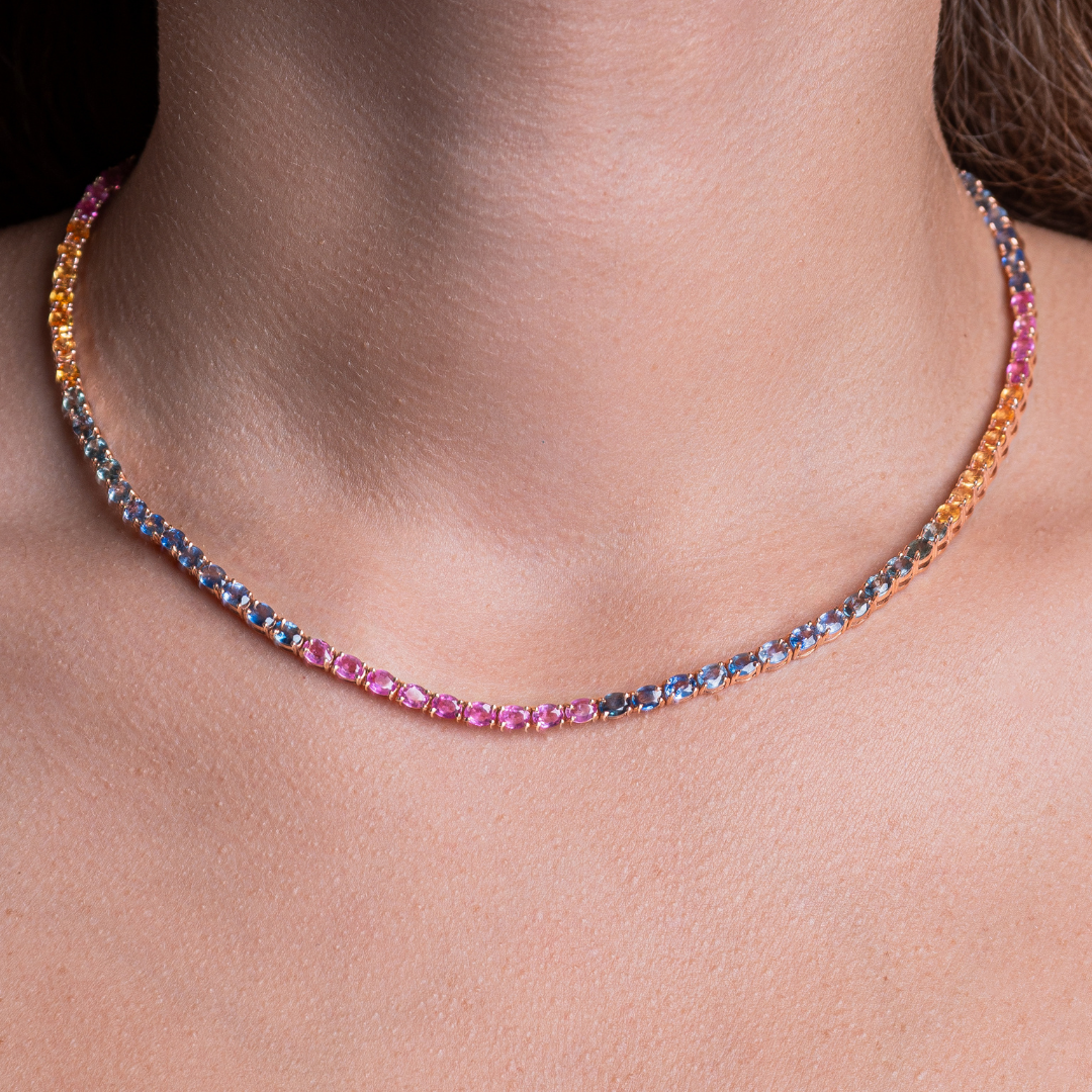 RAINBOW NECKLACE 22CT 14KRG