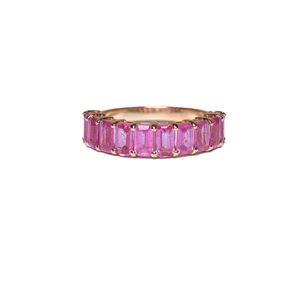 Pink Sapphire Baguette HalfBand 14k