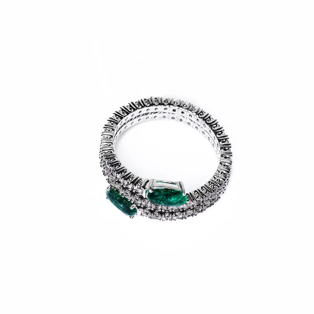 Emerald Flexible Wrap Ring 14KW