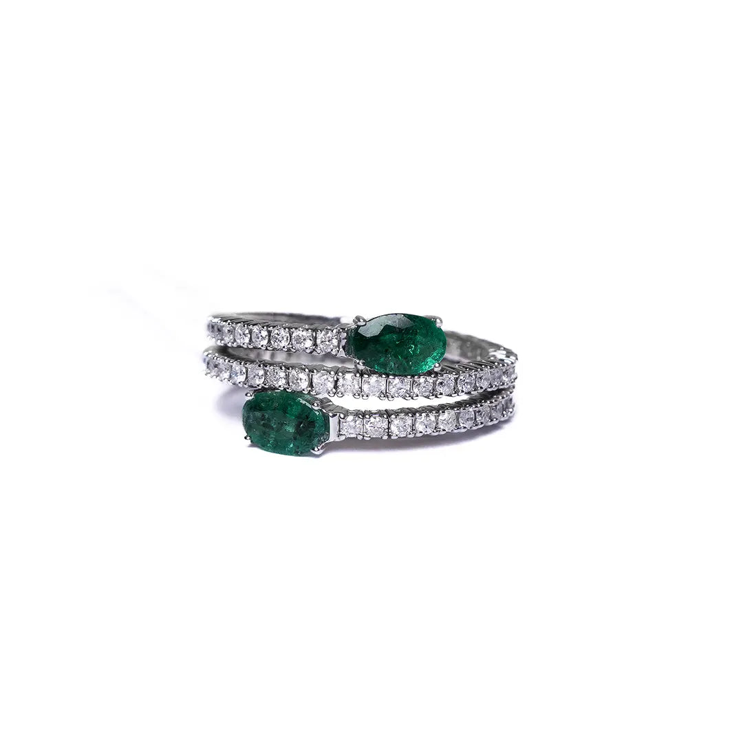 Emerald Flexible Wrap Ring 14KW