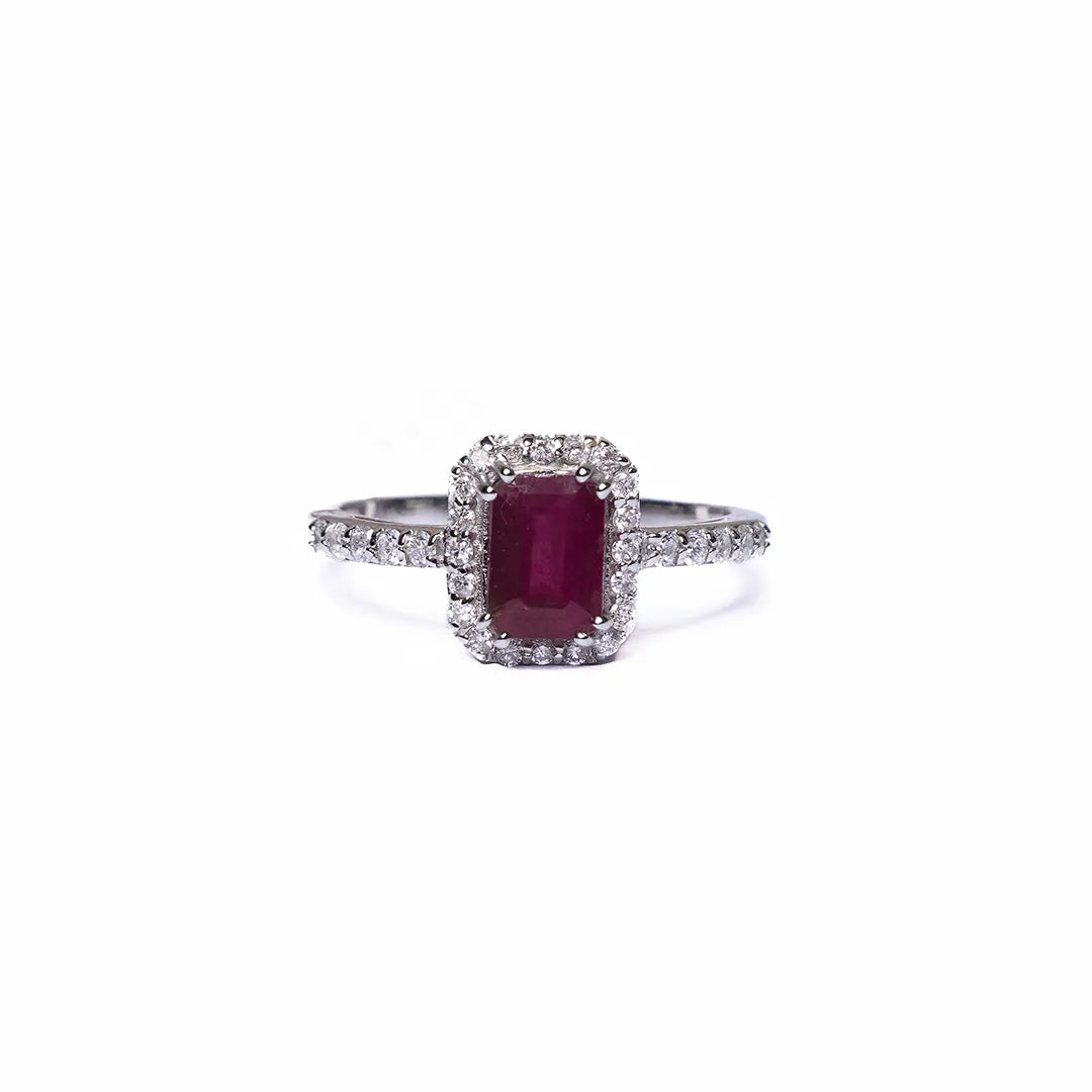 Ruby Halo Ring 14KW