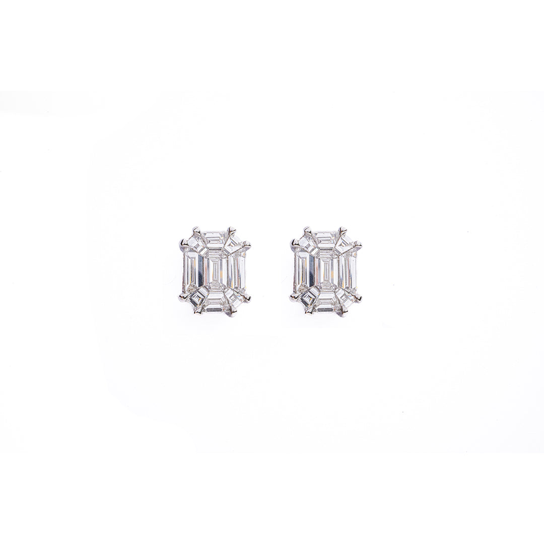 Pie Cut Diamonds Studs 14KW