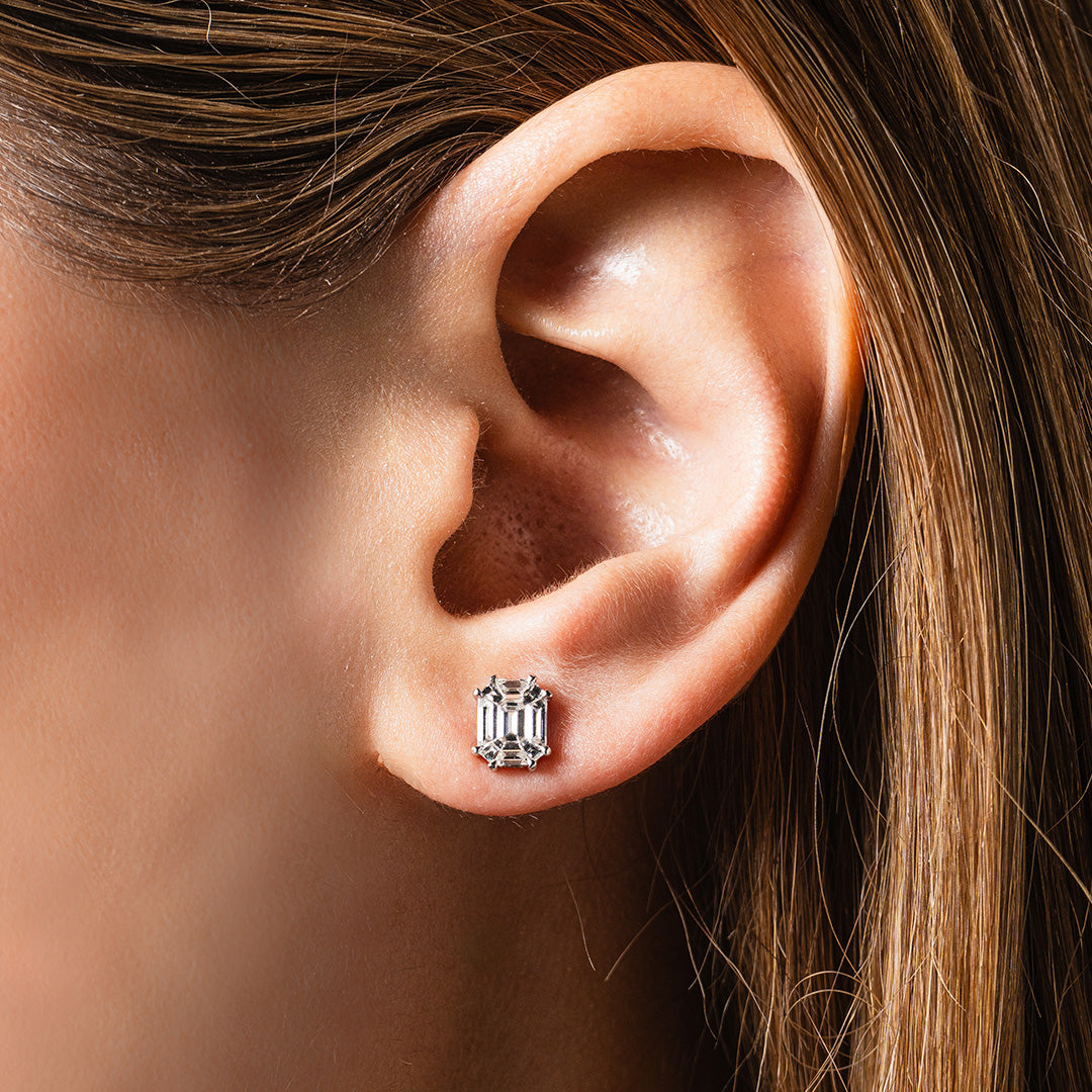 Pie Cut Diamonds Studs 14KW