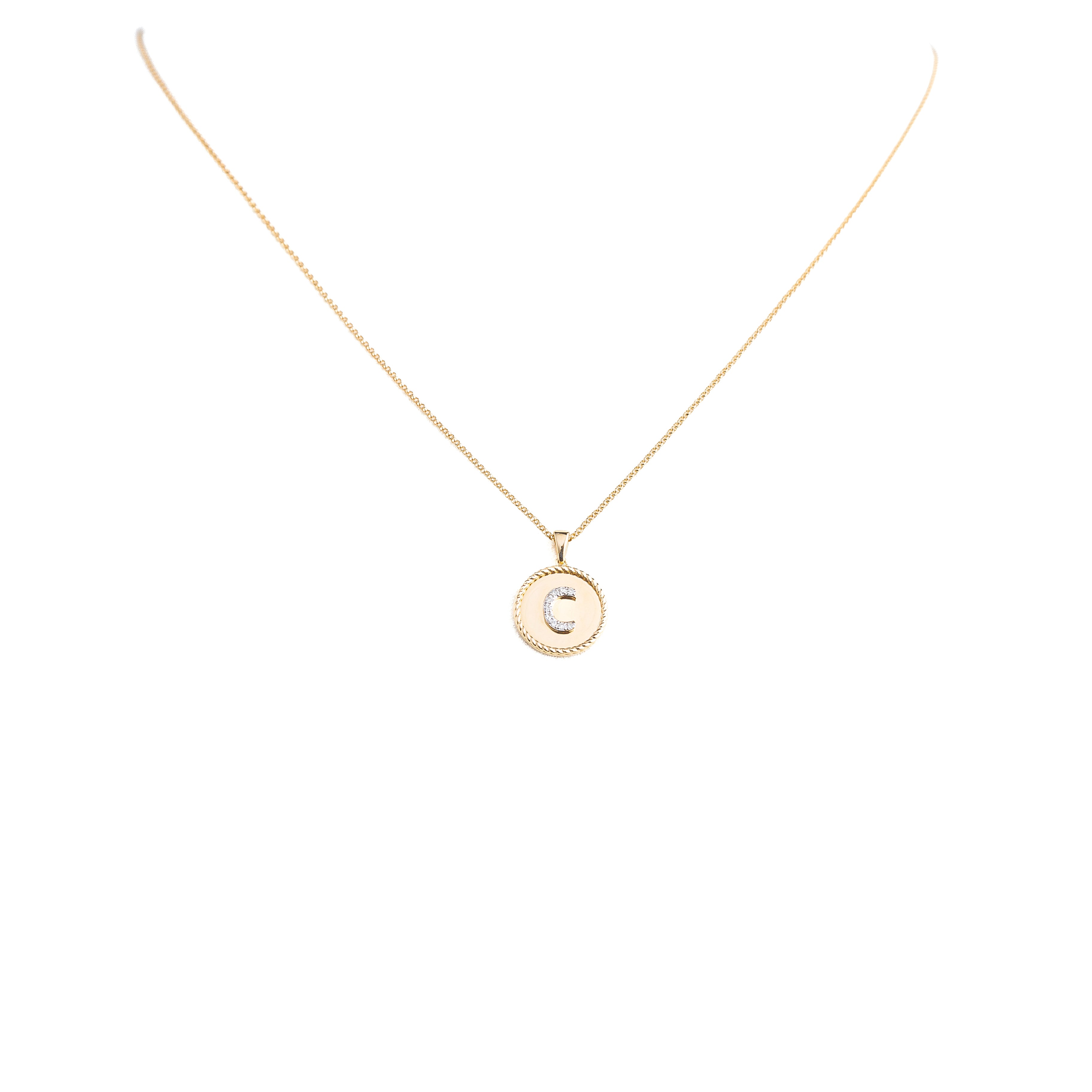 C Coin Necklace 14k