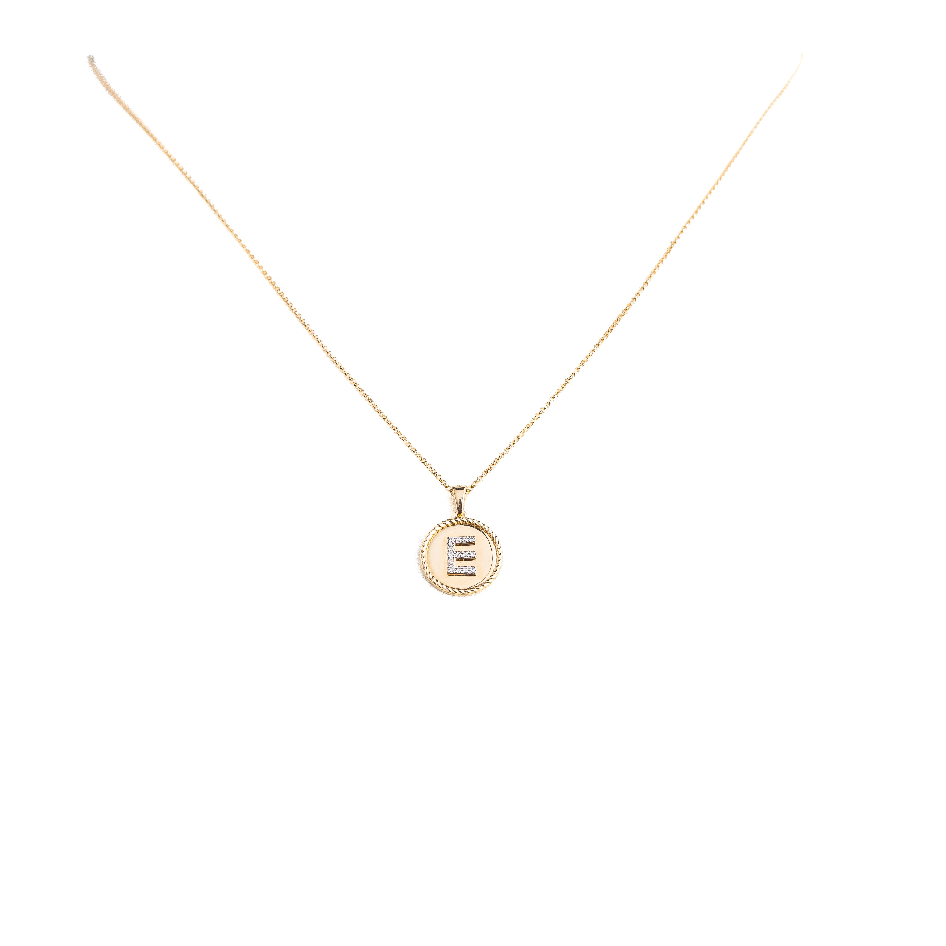 E Coin Necklace 14K