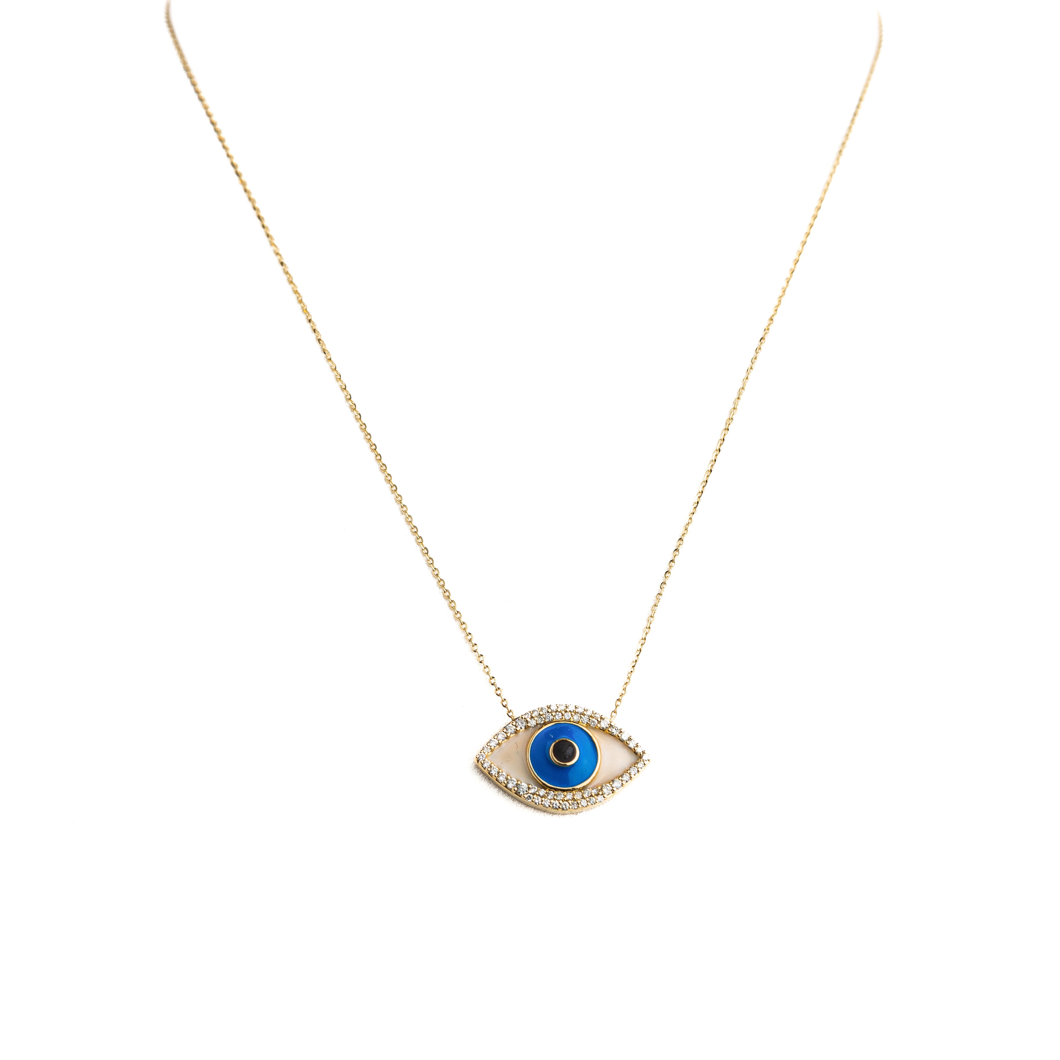 Diamond Evil Eye Necklace 14K