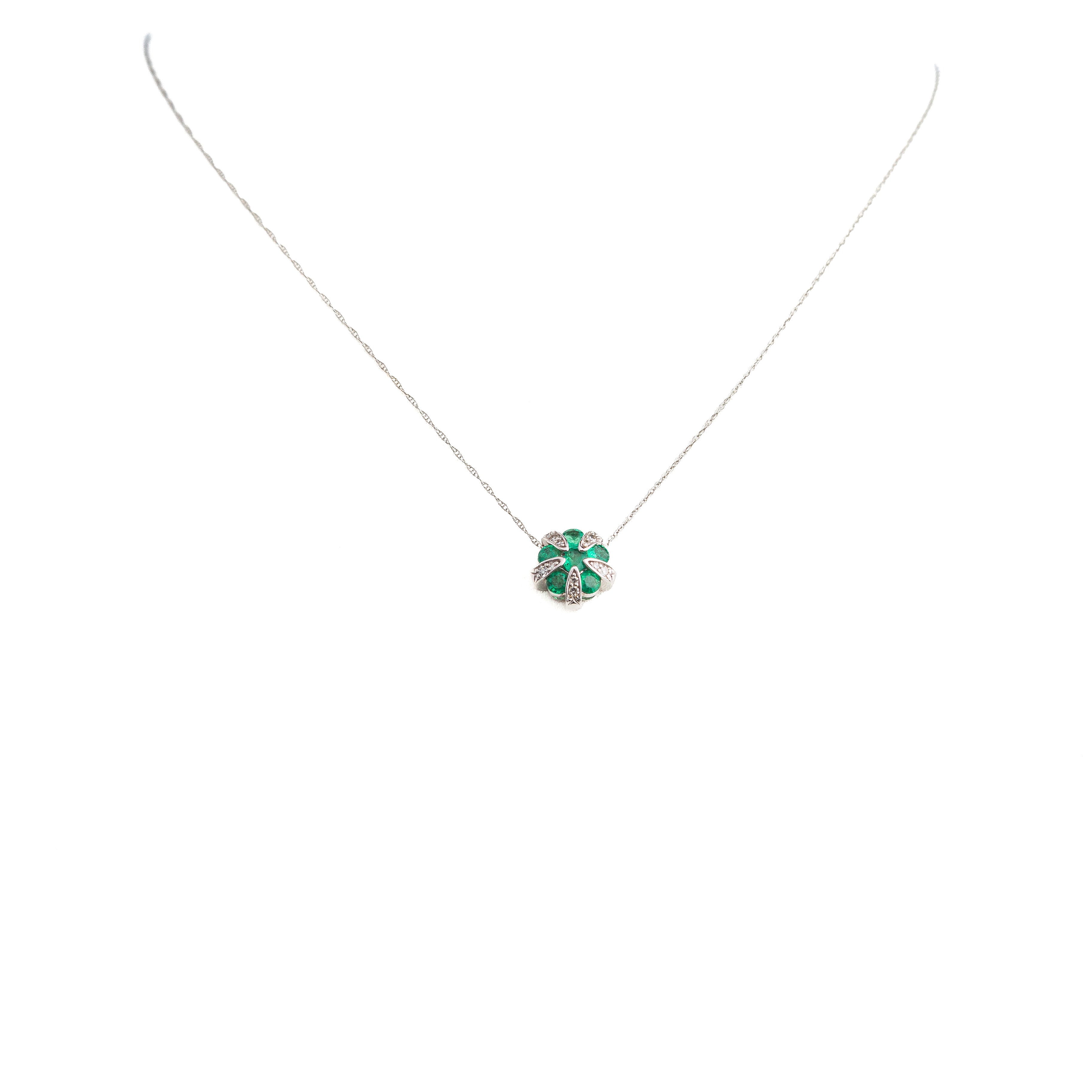 Diamond and Emerald Round Pendant