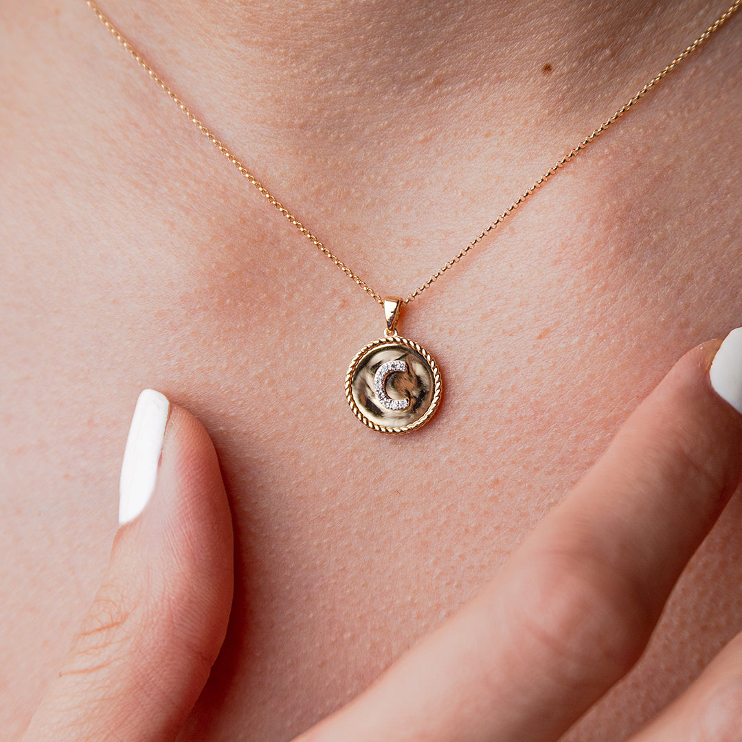 C Coin Necklace 14k