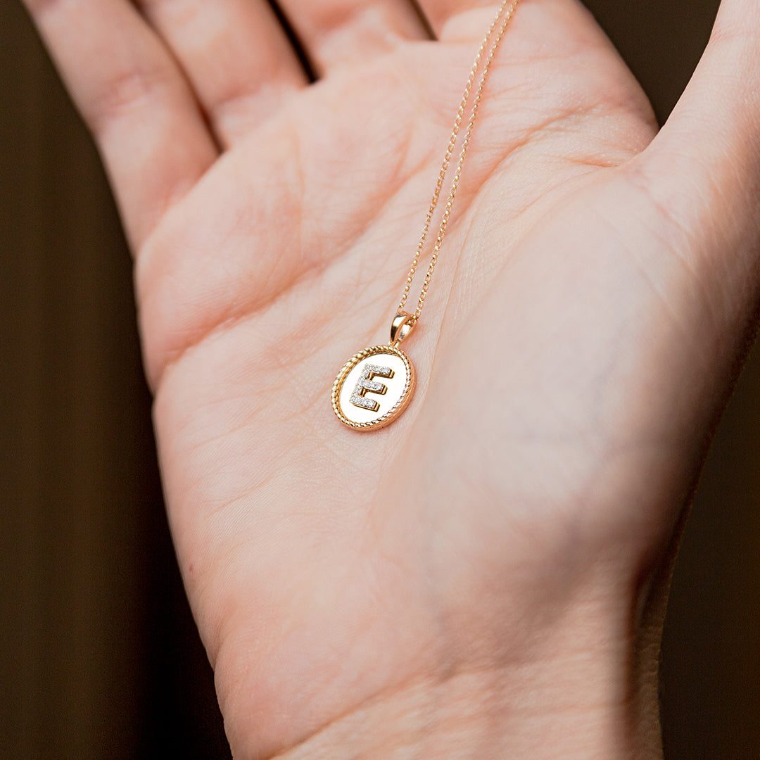 E Coin Necklace 14K
