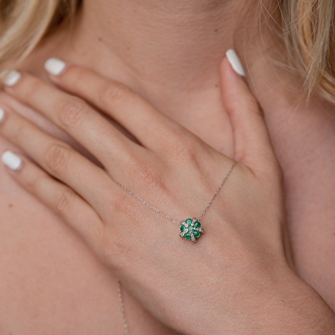 Diamond and Emerald Round Pendant