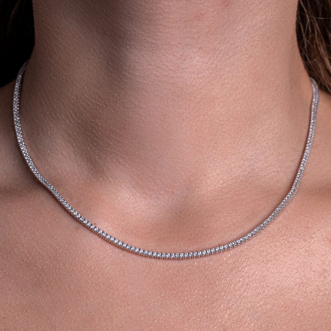 TENNIS NECKLACE WITH EXTENSION 4CT 14KWG