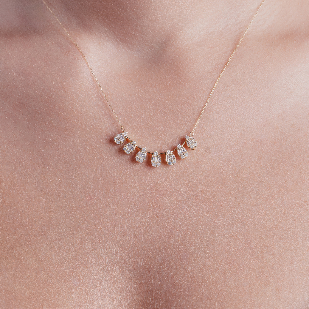 DIAMOND DROPS NECKLACE 14KYG