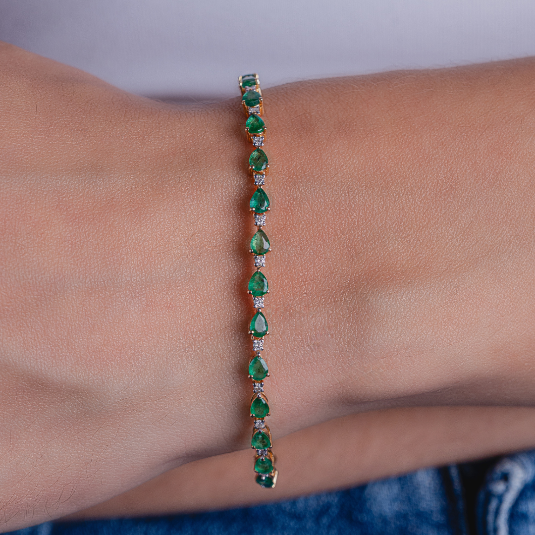 EMERALD DIAMOND BRACELET 14KWG