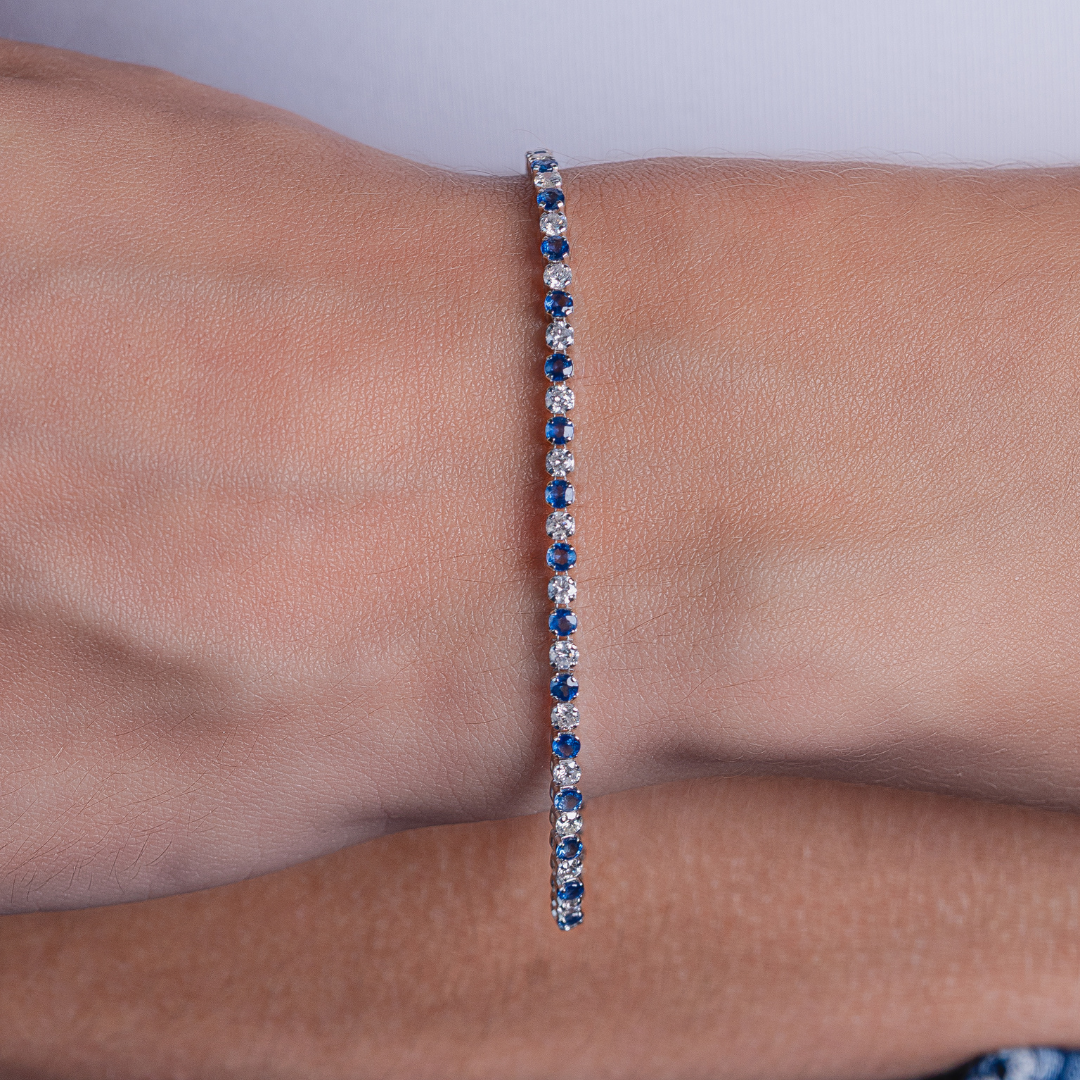 BLUE SAPPHIRE & DIAMOND BRACELET 14KWG