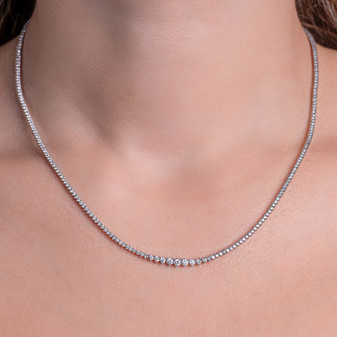 GRADUATED TENNIS NECKLACE 3.50CT 14K