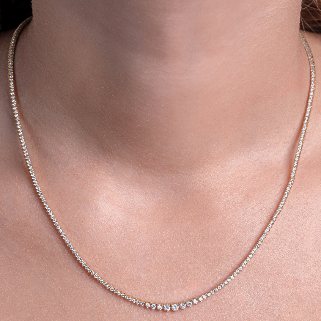 GRADUATED TENNIS NECKLACE 3.50CT 14K