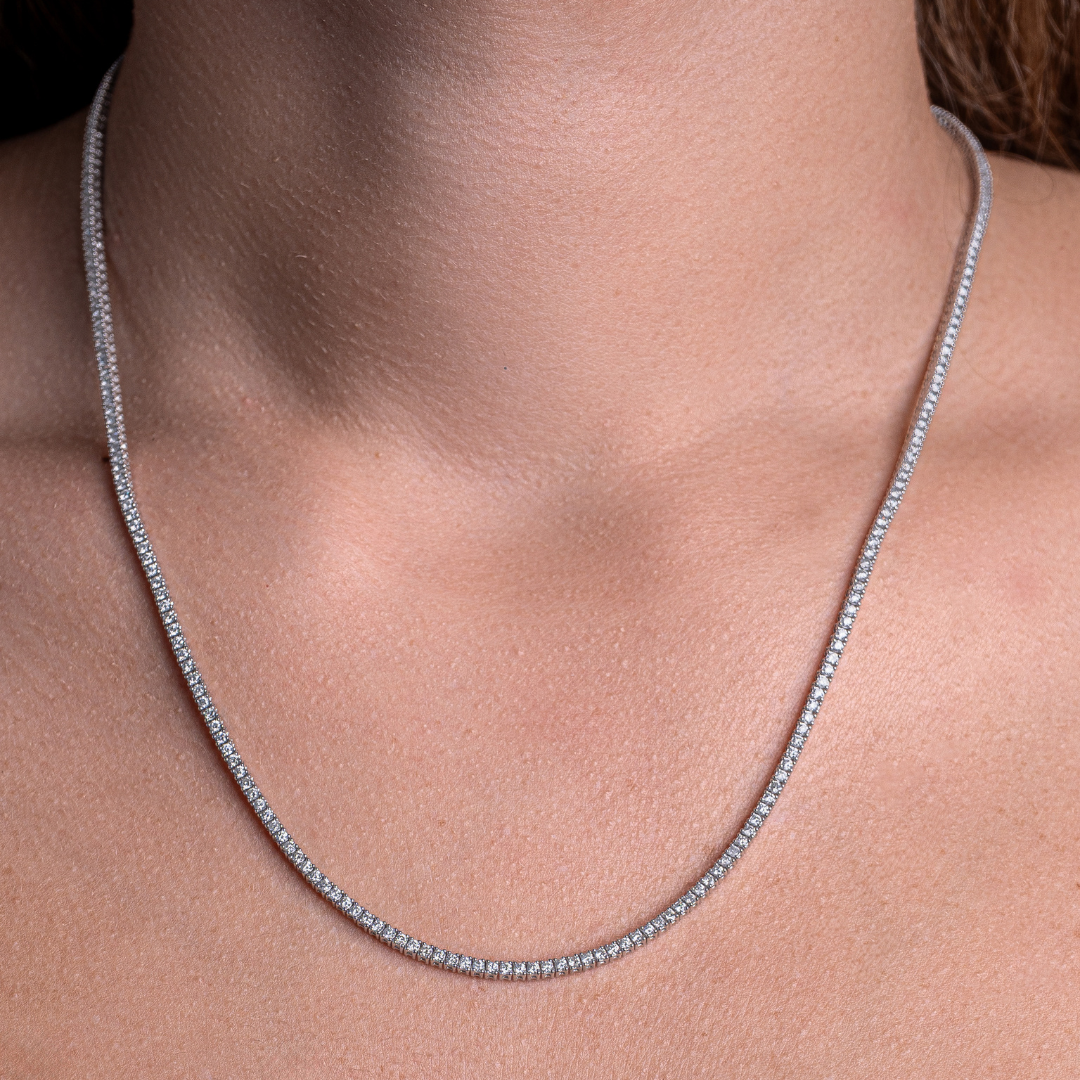 TENNIS NECKLACE WITH EXTENSION 4CT 14KWG