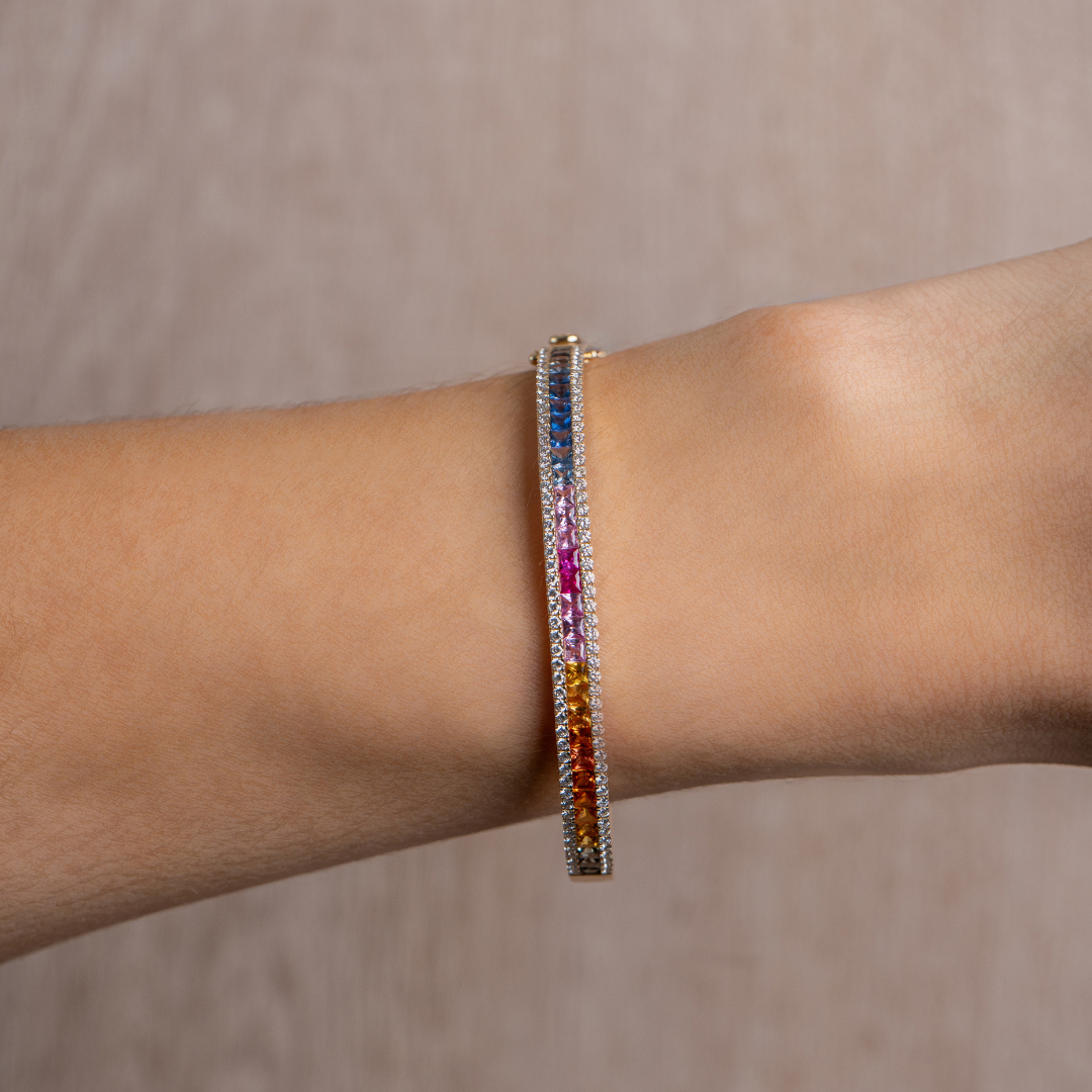 Rainbow Bangle 14K