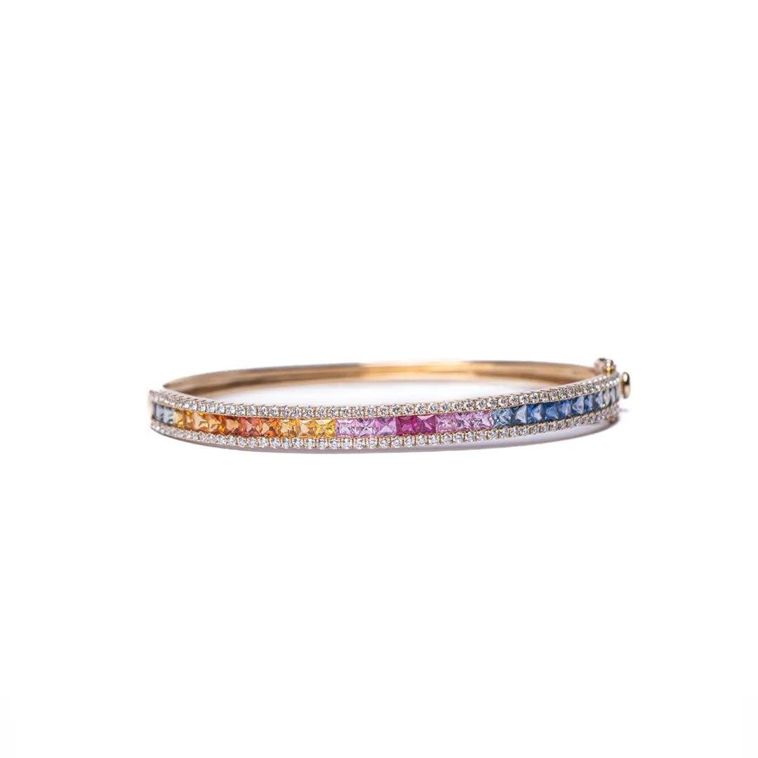 Rainbow Bangle 14K