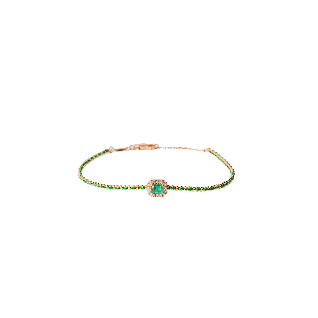 Emerald Silk Gemstone Bracelet 18K
