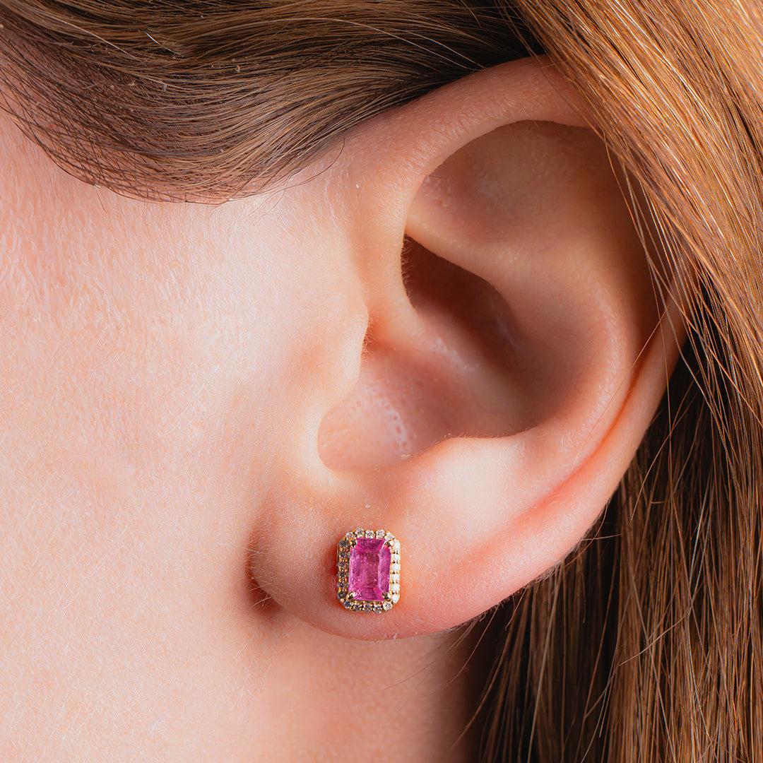 Pink Sapphire Studs 14K