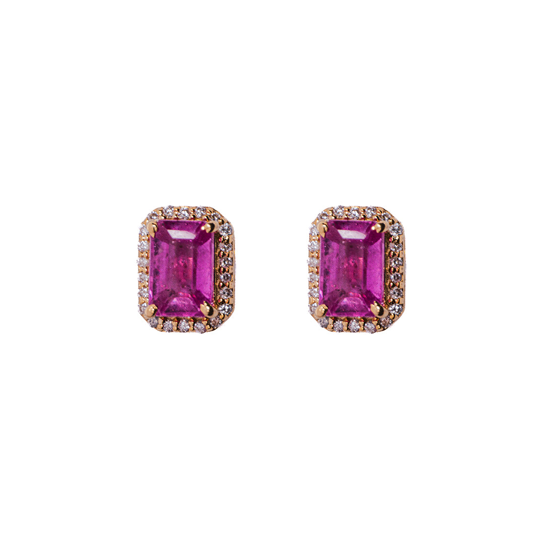 Pink Sapphire Studs 14K