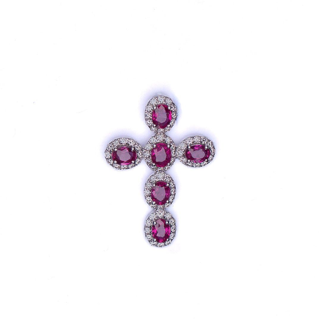 RUBY & DIAMOND PENDANT 14KWG