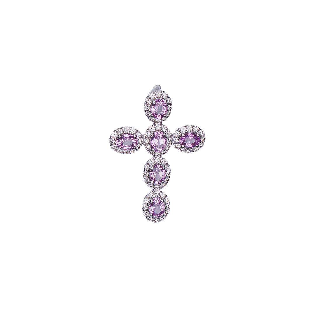 PINK SAPPHIRE & DIAMOND PENDANT 14KWG