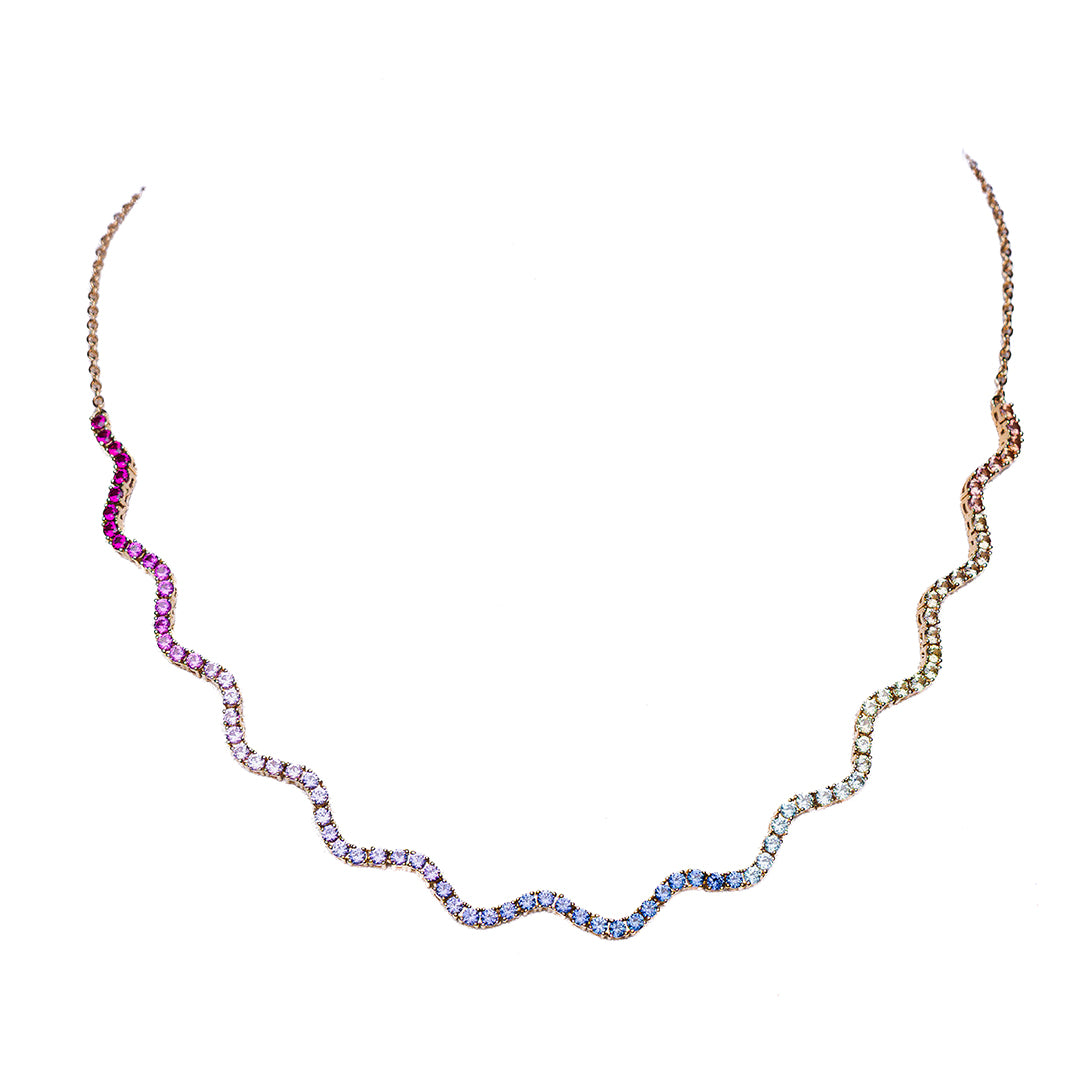 WAVEY SAPPHIRE NECKLACE 14KYG