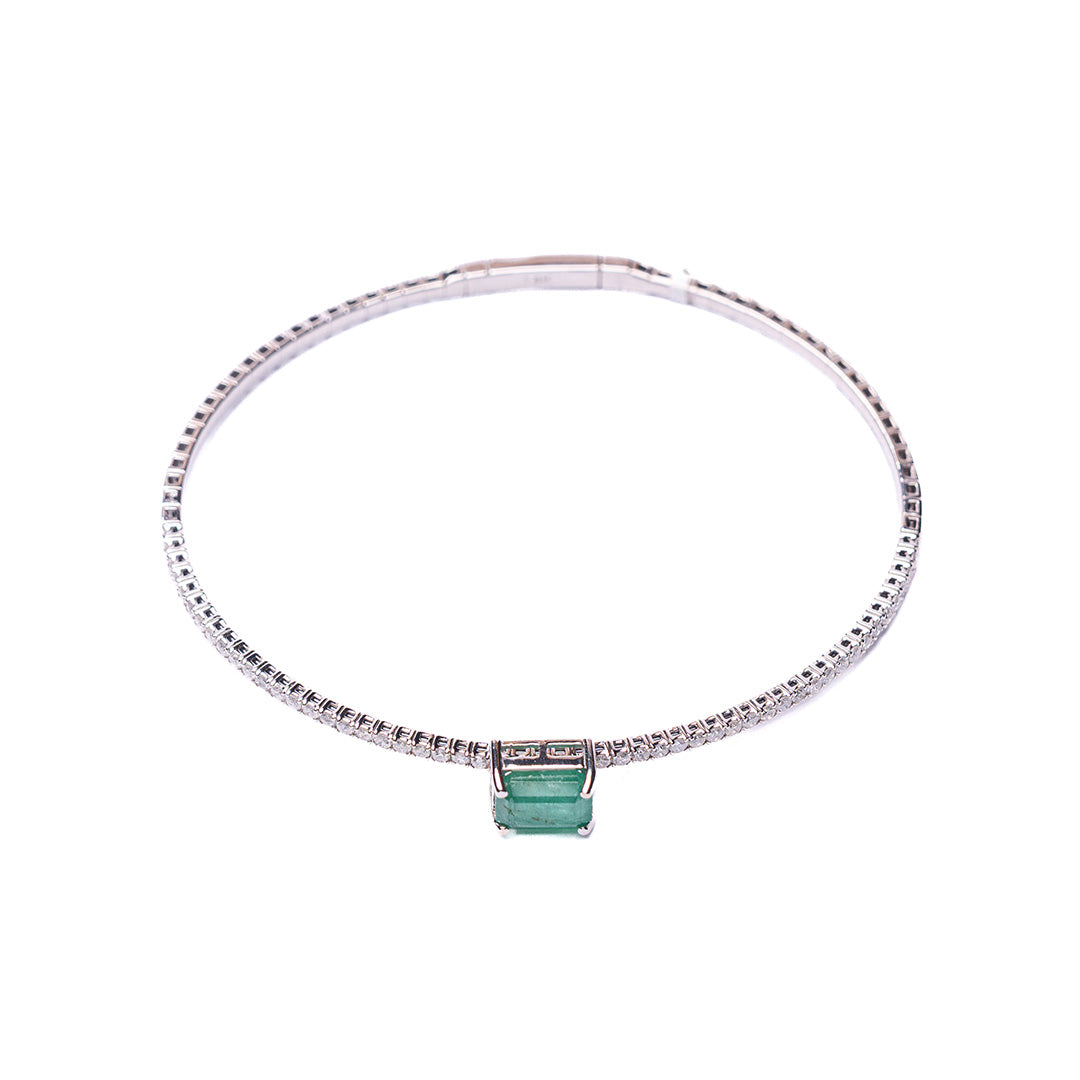 EMERALD FLEXBANGLE 14KWG