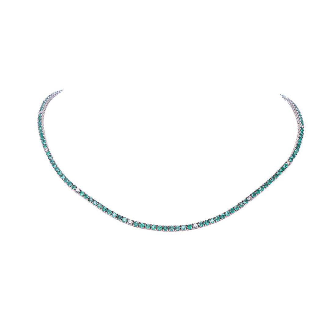 EMERALD TENNIS NECKLACE 14KWG
