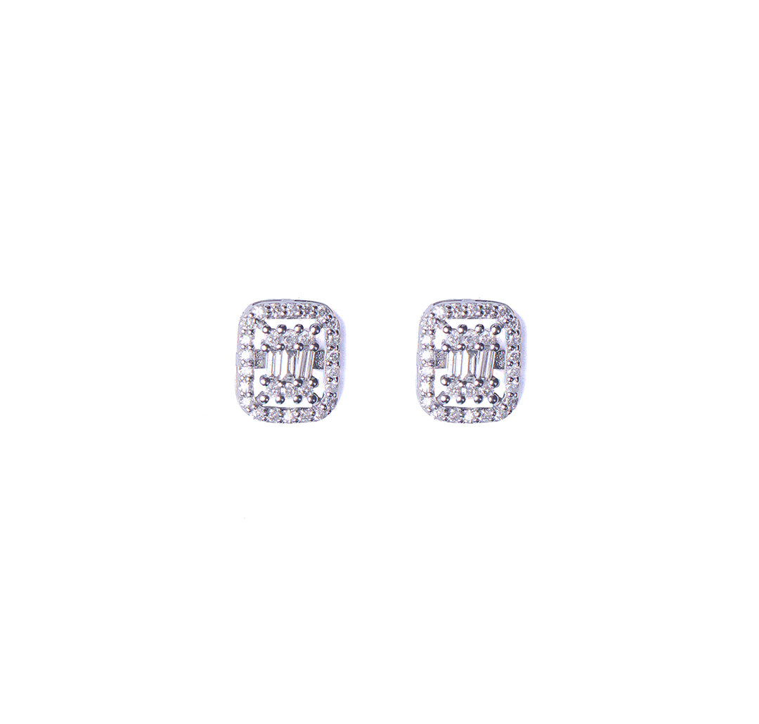 CLUSTER EARRINGS 14KWG