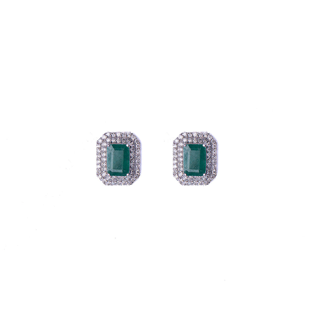 EMERALD STUDS 14KWG