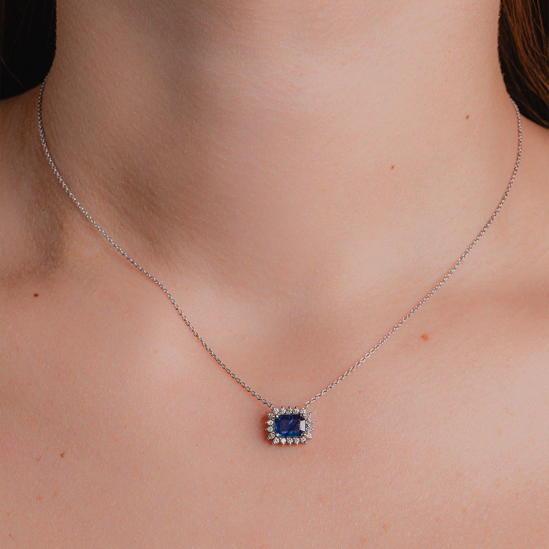 Blue Sapphire Necklace 14KW
