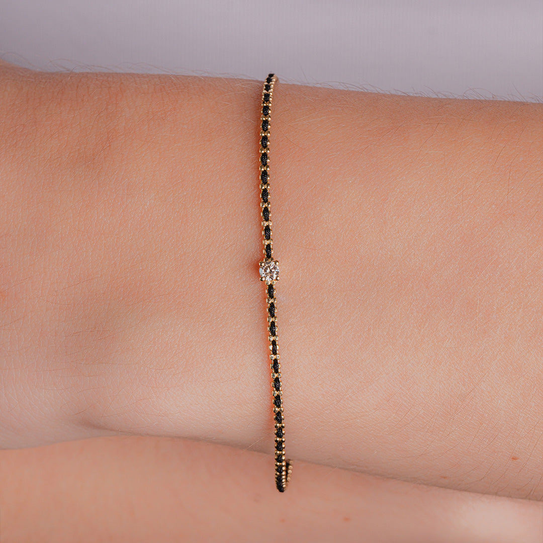 Diamond Silk Gemstone Bracelet 18K