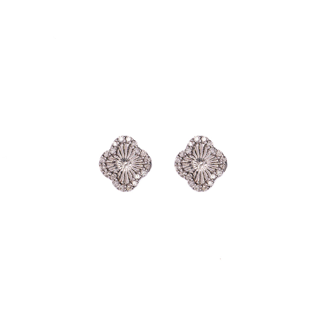Diamond Clover Studs 14KW