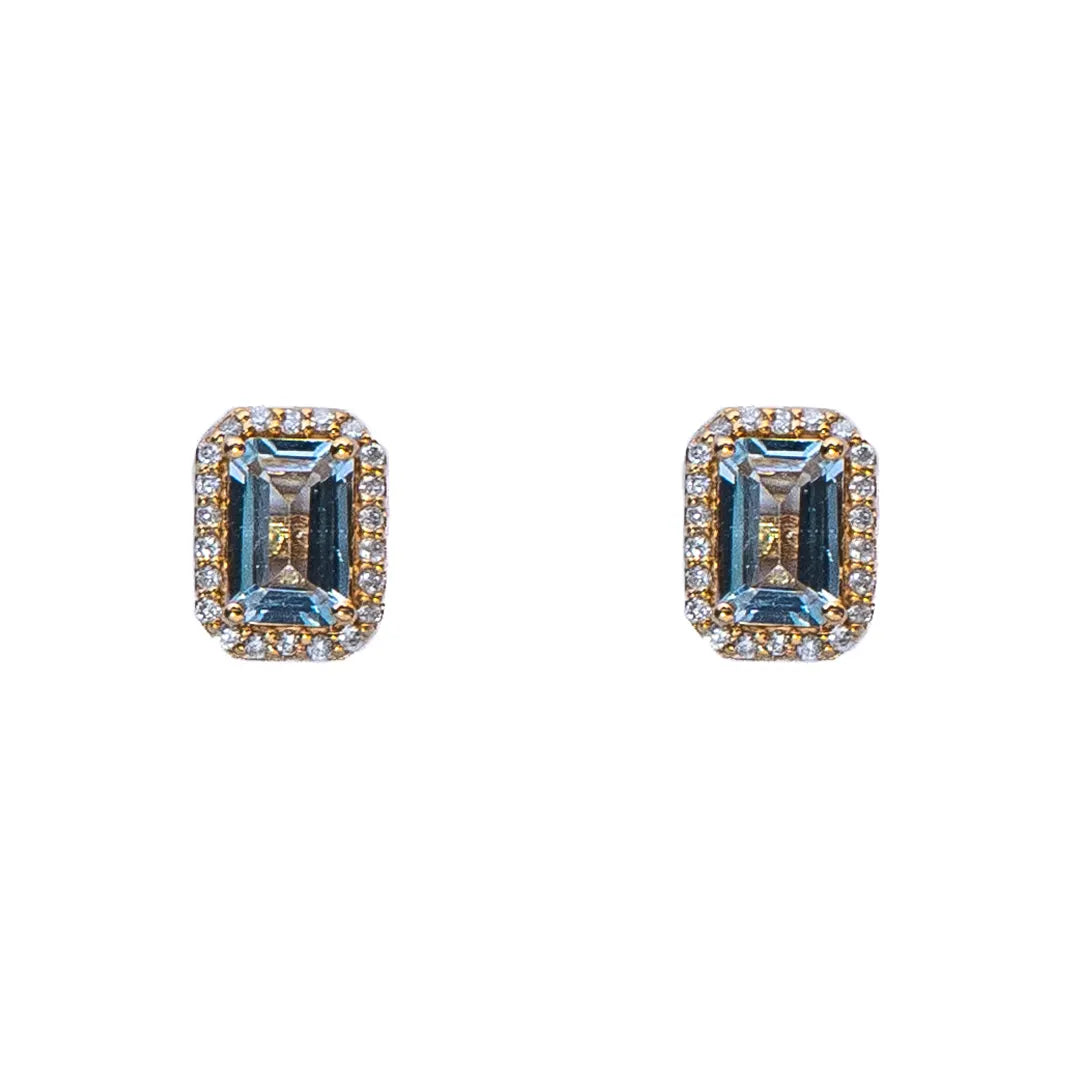 Aquamarine Studs 14K