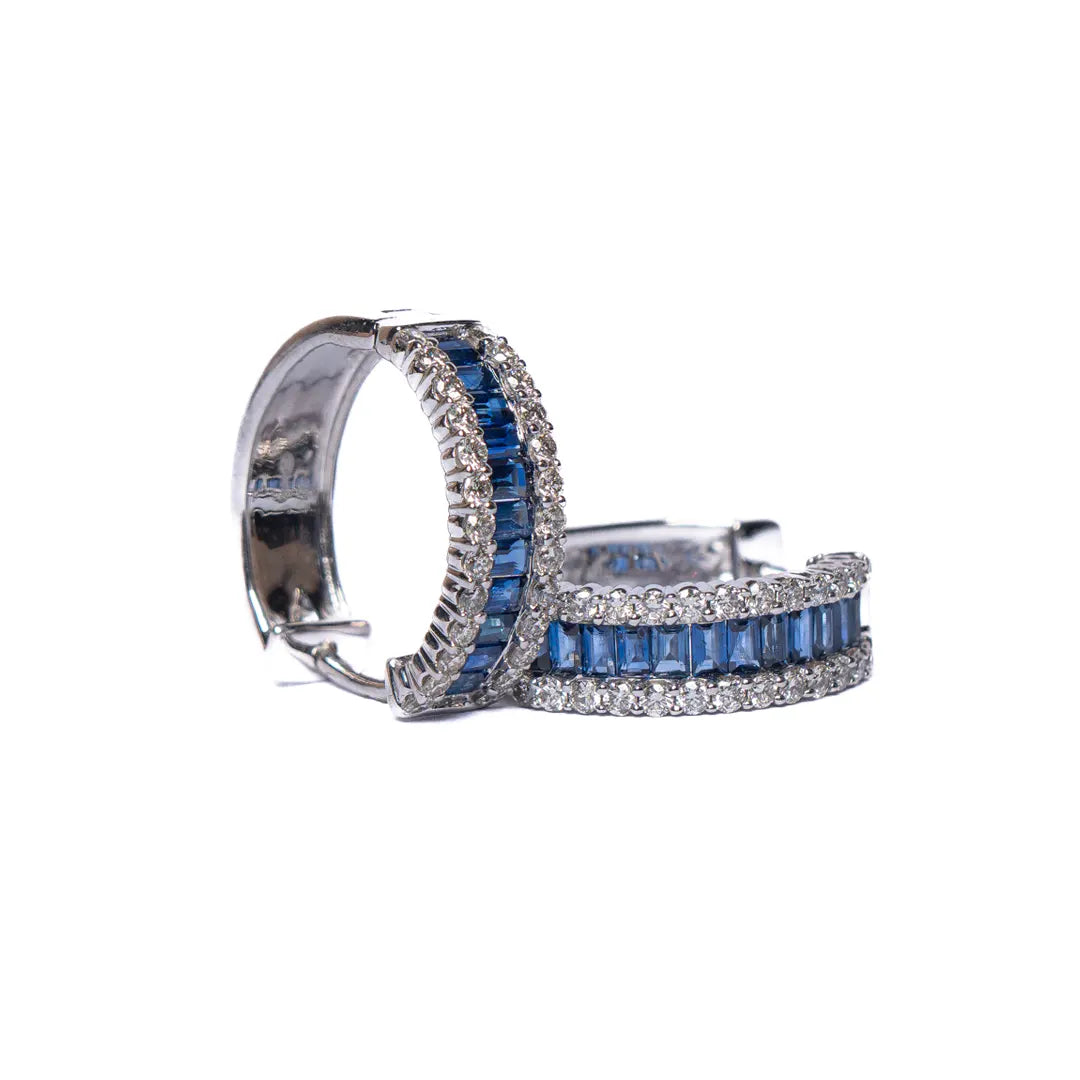 Blue Sapphire Earrings 14KW