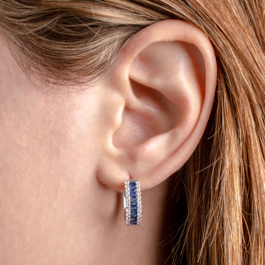 Blue Sapphire Earrings 14KW