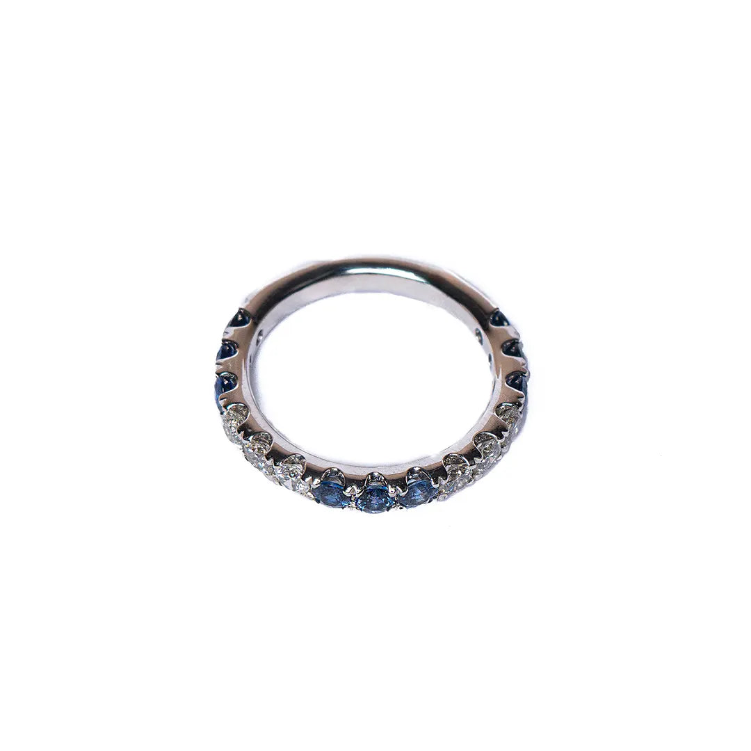 Blue Sapphires & Diamonds Band 14KW