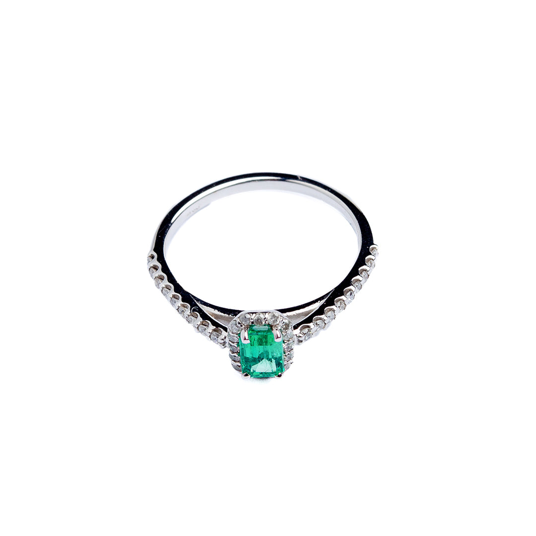 Ring 14KW DIA .40CT Emerald .80CT