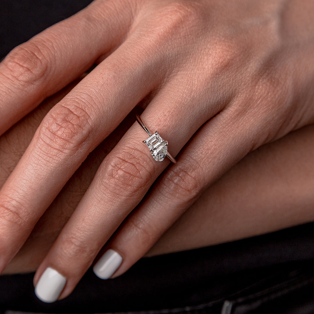 Pear & Emerald Cut Diamond Ring