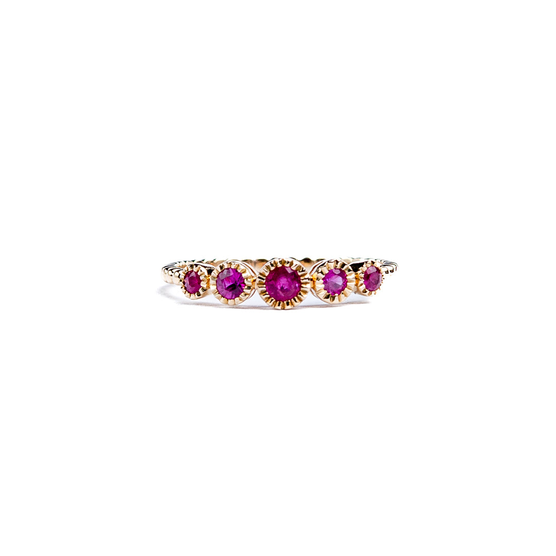 5 Stone Pink Sapphire Ring
