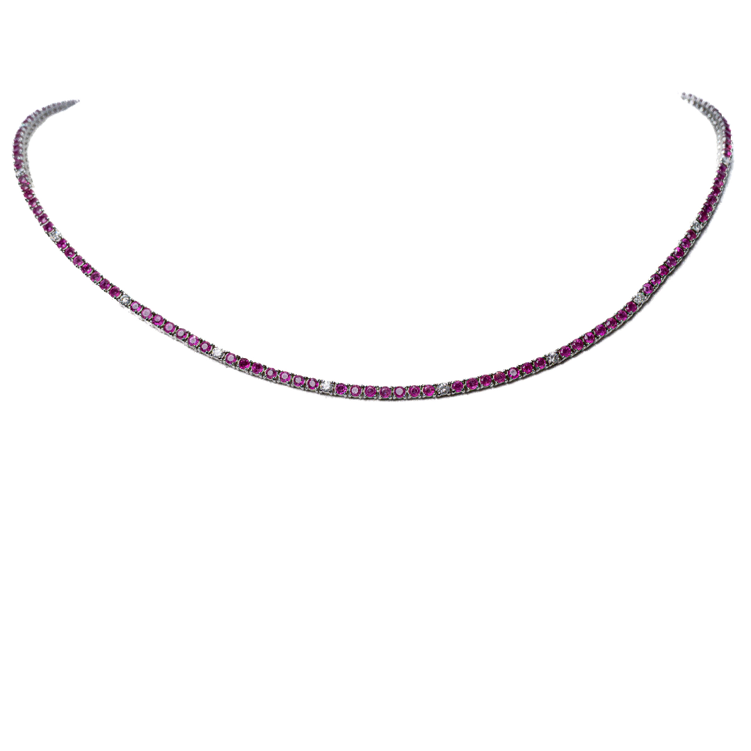 Ruby Tennis Necklace 14KW