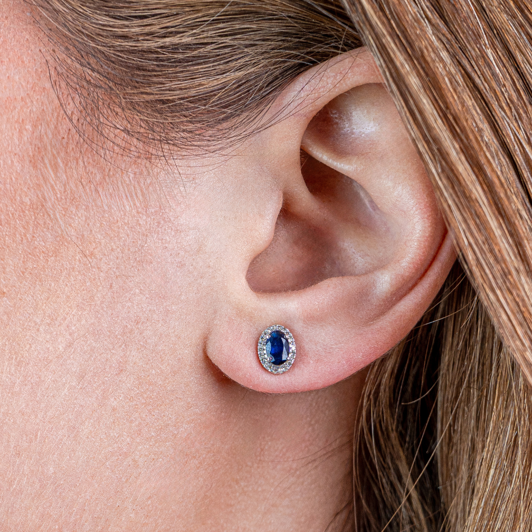 Blue Sapphires Studs 14KW